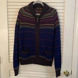 Vintage Farah Multicolored Faire Isle Nordic Zip Front Wool Sweater Unisex